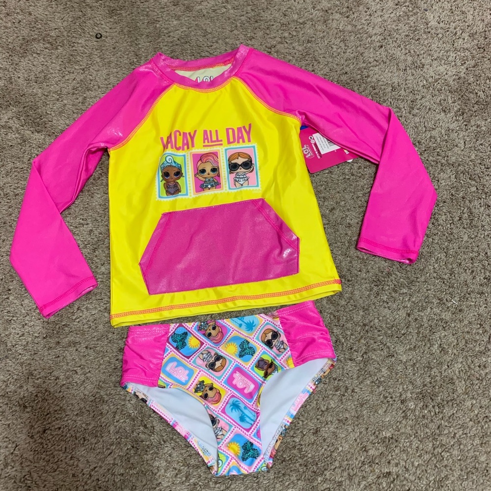 LOL girls two piece rash guard swim
